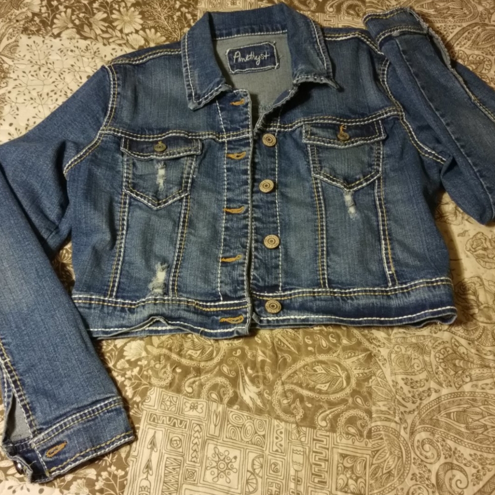 Amethyst Distressed Denim Jacket